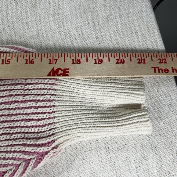 Aerie Pink Ribbed Knit Crewneck Sweater S Oversized Cozy Cotton Blend - Picture 6 of 7